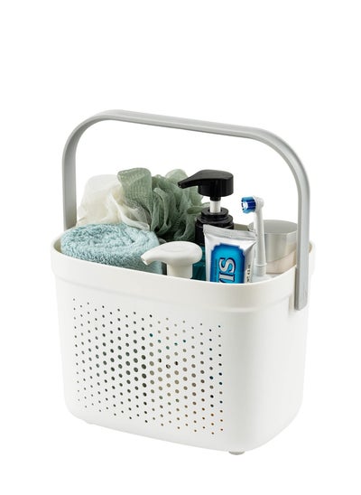 Buy Versatile Shower Caddy Tote, Large Capacity, Durable Plastic Basket with Handle, Ideal for Dorm, College, Bathroom, Camping, Grey in Saudi Arabia