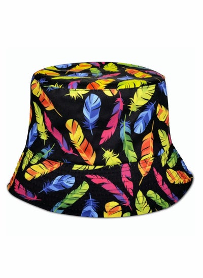 Buy Double-Side Bucket Hat, Bucket Hat for Men Women,Packable Reversible Printed Sun Hats,Fisherman Outdoor Summer Travel Hiking Beach Caps in UAE