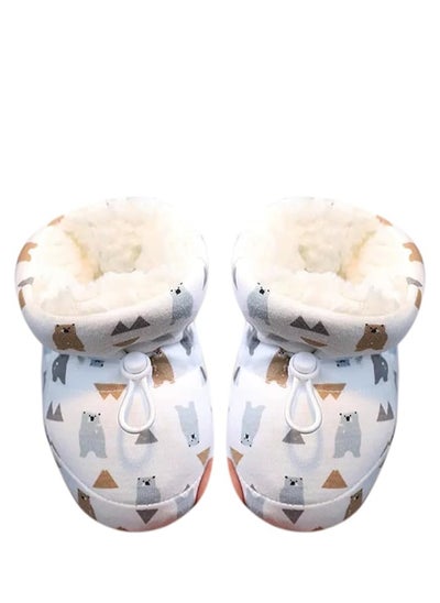 Buy Warm Fur Baby Boots, Anti-Slip Soft Sole Warm Fur Baby Sock Shoes, Infant Unisex Warm Fur Lining Soft Boots, Fur Baby Boots with Drawstring Infant Winter Boots, Blue, 1 Pair, 11 cm in UAE