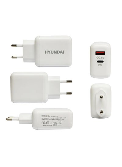 Buy Hyundai HD06 Dual CHARGER 38W(PD+USB) White in Egypt