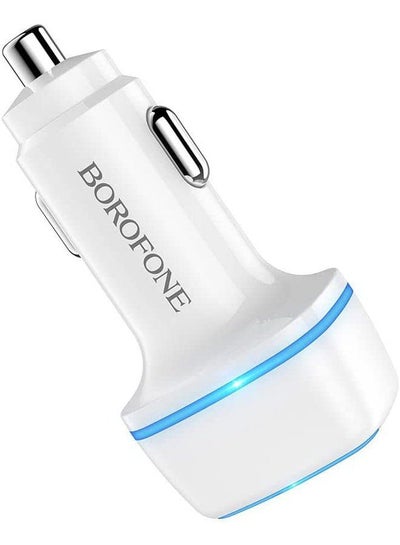 Buy BOROFONE BZ14 Max dual port ambient light car charger set with Micro USB cable - White in Egypt