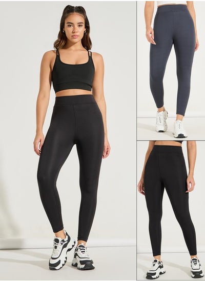 Buy Pack of 2 - Broad Waistband Basic Leggings in Saudi Arabia