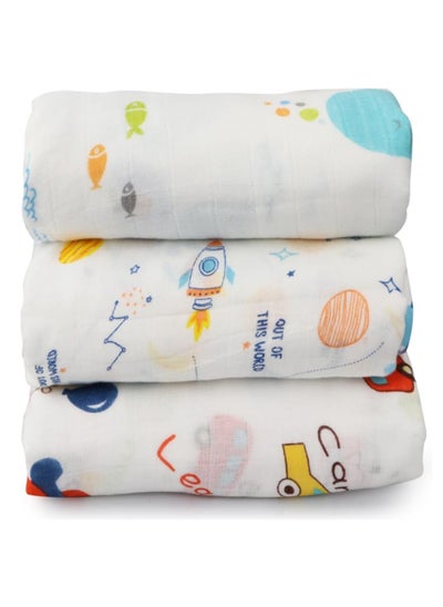 Buy Fiddly's Muslin Swaddle, Baby Blanket, Burp Cloth - Large Muslin Bamboo Cotton (Pack of 3) in UAE