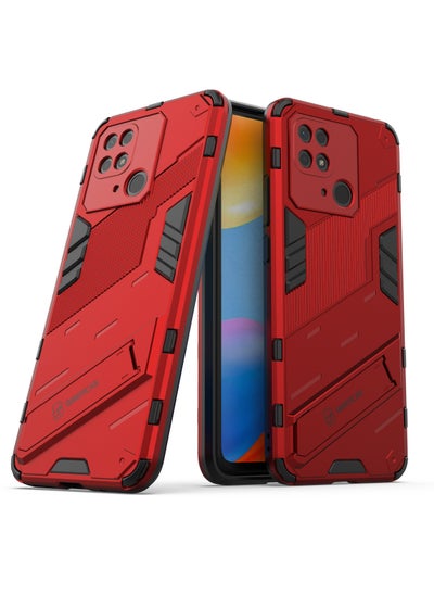 اشتري Phone Case for Xiaomi Redmi 10C 2in1 TPU+PC Dual Layer Combo Shockproof Ultra-Thin Protective Phone Back Cover with Kickstand في السعودية