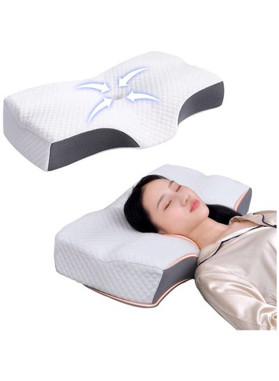 Buy Memory Foam Pillow for Neck Pain Relief,Neck Pillow for Sleeping,Orthopedic Contour Ergonomic Pillow for Neck Support in Saudi Arabia