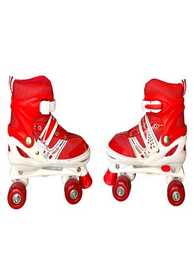 Buy Skate Shoes Pair 4 Wheels Size (35-38) Box - white * red in Egypt