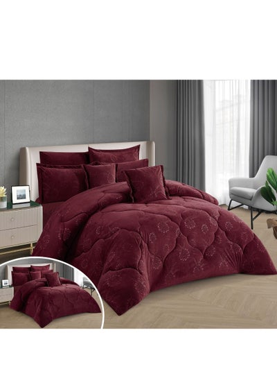 Buy 8 Piece King Size comforter Set Soft Fabric Comforter Set For Bedroom Includes Comforter Bedsheet Pillow Sham Pillow Case & Cushion in UAE