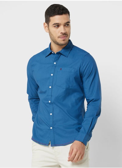 Buy Men Blue Slim Fit Casual Shirt in Saudi Arabia