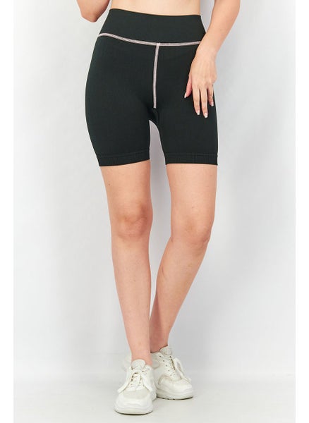 Buy Women Sportswear Fit Training Contrast Trim Booty Shorts, Black in Saudi Arabia