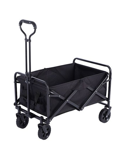 Buy Heavy Duty Collapsible Folding Wagon Utility Outdoor Camping Garden Cart with Universal Wheels & Adjustable Handle in Saudi Arabia