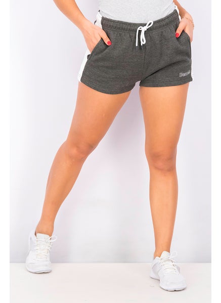 اشتري Women Sportswear Fit Solid Drawstring Shorts, Grey and Marl في السعودية