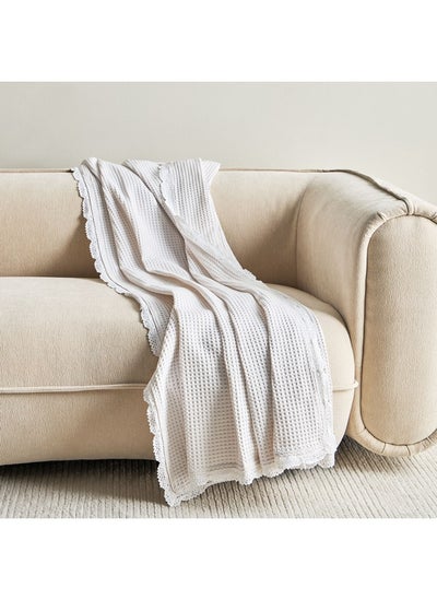 Buy White Haven Velin Waffel Lace Throw 130 x 170 cm in Saudi Arabia