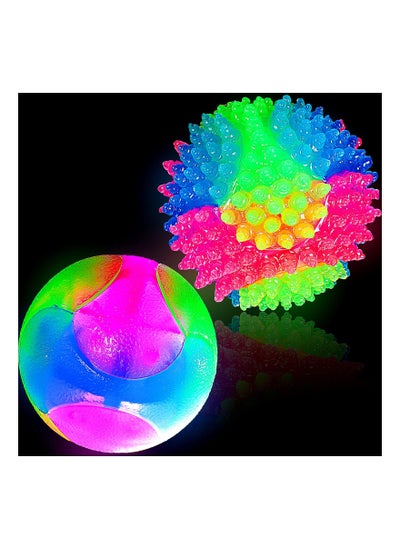 اشتري 2 Pieces Light up Dog Ball, Elastic Flashing Ball Glowing Interactive Dog Toy Ball Flash LED Dog Ball Toy Pet Color Light Ball Bounce-Activated for Dogs and Puppies في الامارات