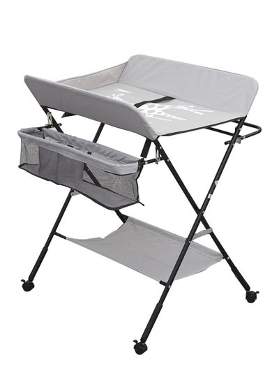 Buy Portable Foldable Waterproof Baby Changing Table with Wheels Portable Nursery Organizer for Newborn Essentials Grey in Saudi Arabia