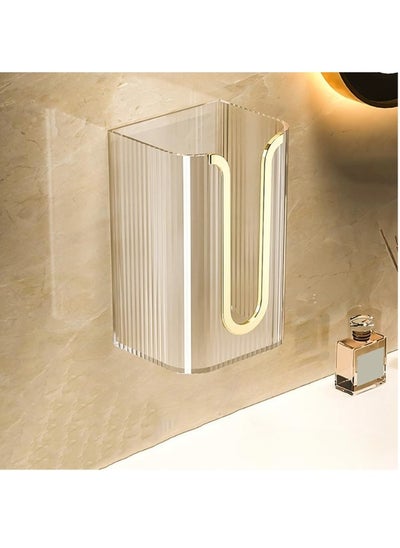 Buy Wall Mounted Tissue Box No Punching Required For bathroom Kitchen Bedroom（Transparent Gold） in Saudi Arabia