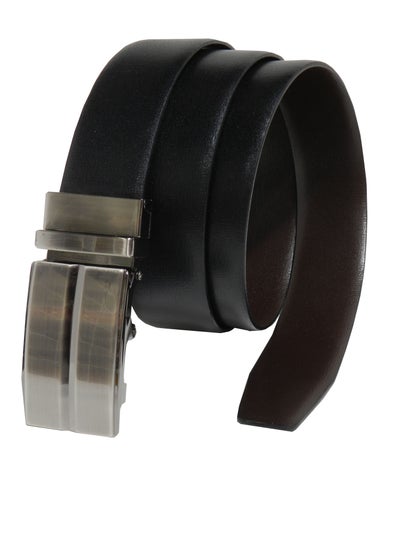 Buy GENUINE LEATHER 35 MM FORMAL  BLACK AND BROWN BELT FOR MENS WITH AUTO LOCK BUCKLE in UAE