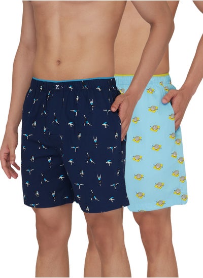 Buy IntelliEaze Super Combed Cotton Boxer Shorts for mens Pack of 2 in UAE