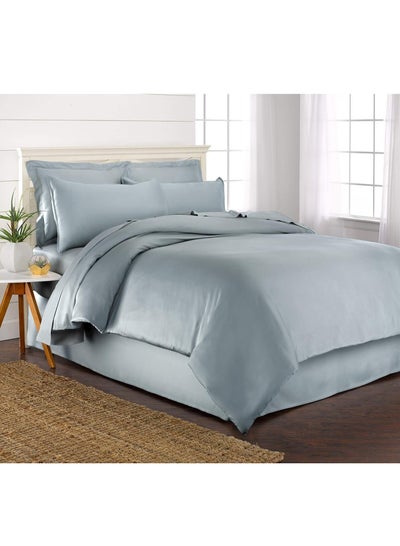 Buy Bamboo Duvet Cover Full Size 200x200 cm With Button Closing and Corner Ties 400TC Cool, Anti-Allergic, Soft and Silky – Sky Blue in UAE