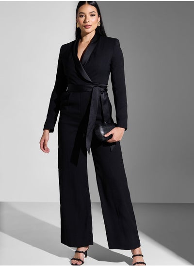 Buy Surplice Neck Belted Jumpsuit in UAE