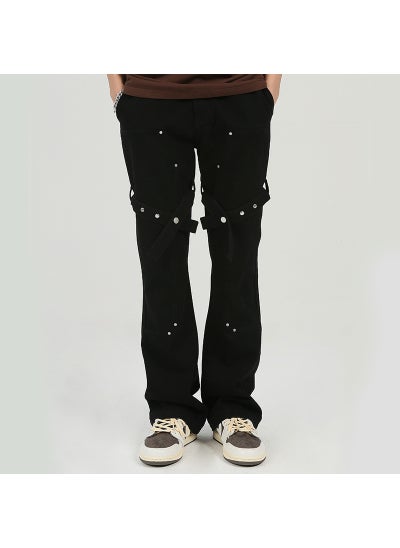 Buy Slim Fit Black Denim Jeans Men Retro Vibe Black in Saudi Arabia