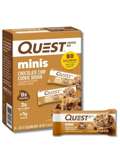 اشتري Quest Nutrition Mini Chocolate Chip Cookie Dough Protein Bars, High Protein, Low Carb, Keto Friendly, 14 Count في السعودية