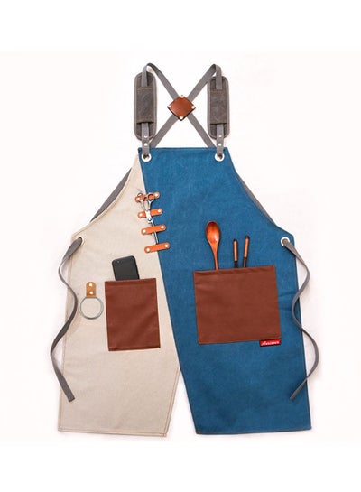 Buy Chef Cooking Apron,Canvas Kitchen Apron with Pockets, Kitchen Cooking Baking Bib Apron, Kitchen Apron for Women and Men in Saudi Arabia