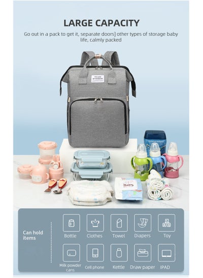 Buy Waterproof Newborn Baby Essential Multifunction Baby Diaper Backpack with Changing pad Stroller Straps Mosquito Net USB Charging Port Travel Nappy Bags in UAE