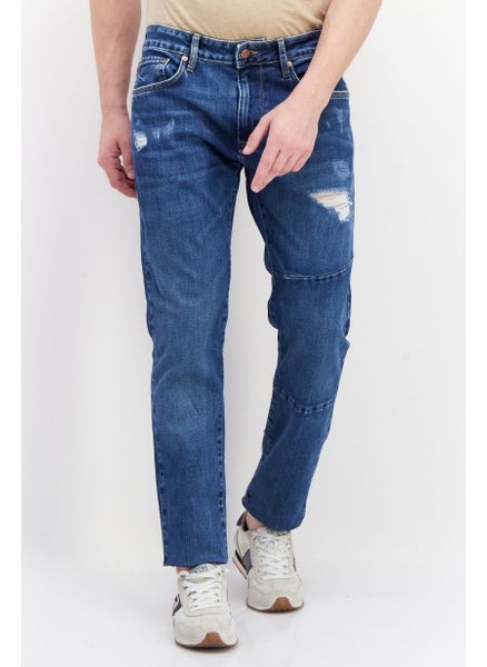 اشتري Men Regular Fit Ripped Denim Jeans, Med Wash في الامارات