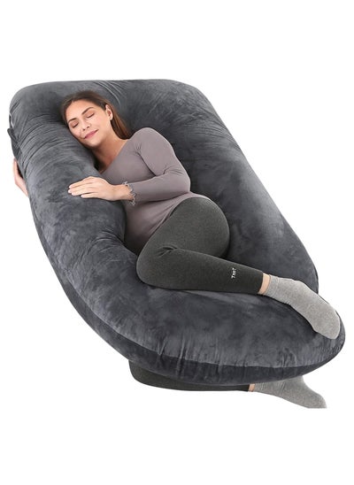 اشتري Pregnancy Must Haves Pregnancy Pillow U-Shaped Full Body Maternity Support Pillow for Pregnant Women with Replaceable and Washable Velvet Cover Size 57" (Black,Velvet) في الامارات