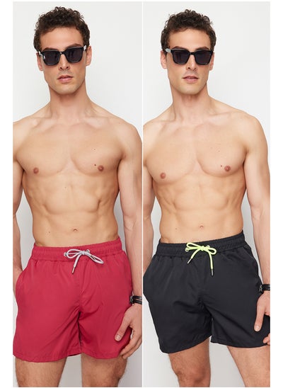 اشتري Black - Claret Red Men's 2-Pack Basic Swim Shorts في مصر