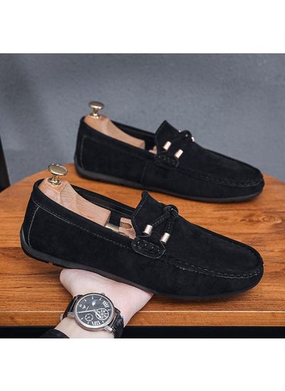 Buy Doug Shoes Men's Summer New Anti-velvet Frosted Leather Shoes Lazy Slip-on Youth Business Driving Trendy Shoes in Saudi Arabia