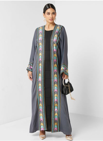 اشتري Embroidered Front Slit Abaya في السعودية