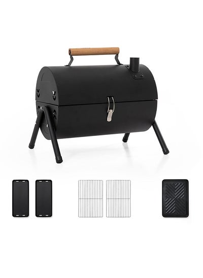 Buy Portable Charcoal Grill With Cover And Chimney，Double Sided Barbecue，Tabletop BBQ Grill For Outdoor Camping Backyard Party Cooking (Metal : Black) in UAE