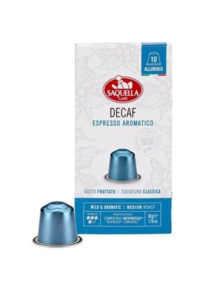 اشتري SAQUELLA Decaf Coffee Capsules, Medium Roast, Compatible with Nespresso Machine, Pack of 10 Capsules في الامارات