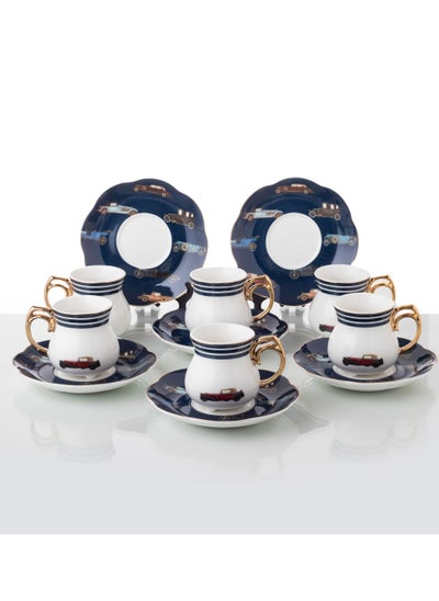 Buy Modern coffee set with colored design 12 pcs in Saudi Arabia