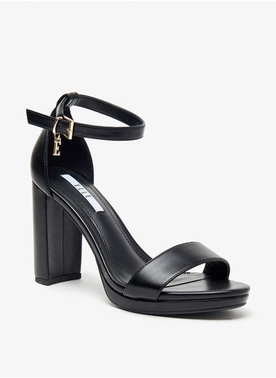 اشتري Women's Solid Ankle Strap Sandals with Block Heels and Buckle Closure في السعودية