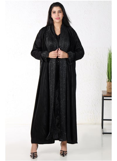 Buy Black abaya with floral fabric in Saudi Arabia