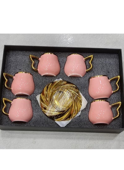 Buy 12 Piece Porcelain Coffee Set - Pink in Egypt