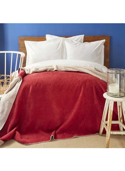 Buy Nautica Home Jetty Red Beige Double Sided Double Cotton Blanket in UAE