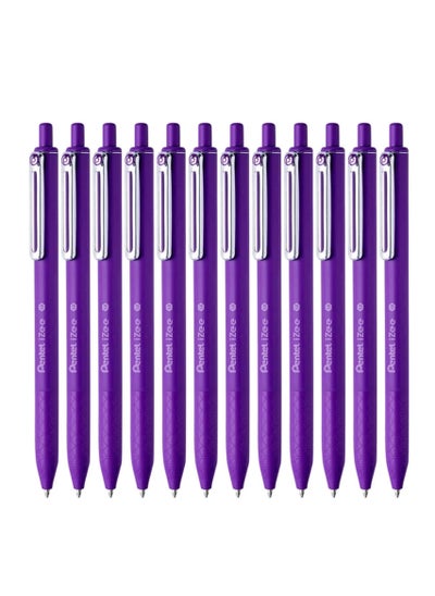 اشتري 12-Piece Izee Retractable Ballpoint Pen 1.0mm Tip Violet Ink في الامارات