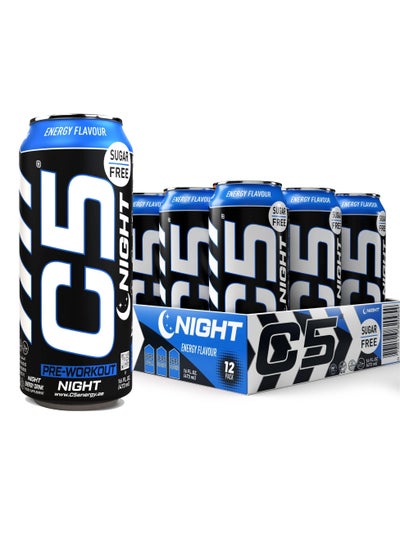 اشتري C5 Energy Drink Night, Pre-Workout, Zero Caffeine, Sugar Free, Zero Calories with Beta Alanine, L-Arginine 16fl.OZ, 473ml (Full Box 12 Cans, Energy Flavor) في الامارات