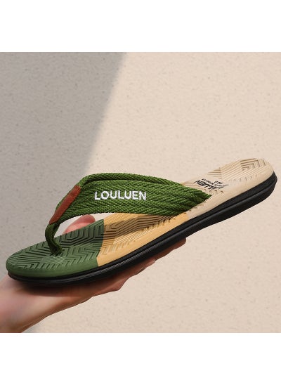 Buy 2024 New Mens Flip-Flops Summer Casual SandalsArmy Green Army Green in Saudi Arabia