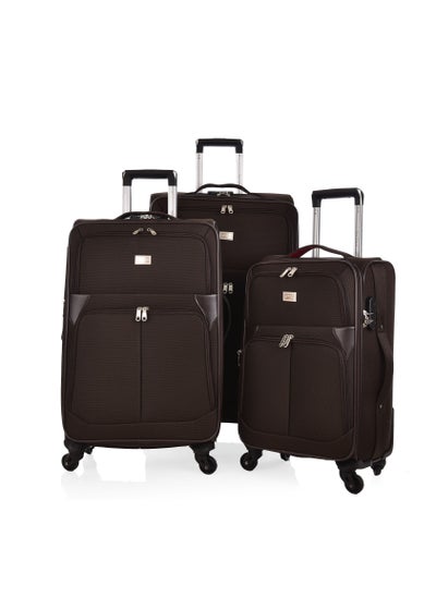 اشتري New Travel Luggage 3 Piece Sets Soft Trolley Travel Bag Lightweight Suitcase Sets Size 20/24/28 Inch D Brown في السعودية