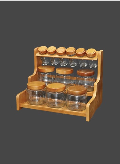 Buy Spice and condiment jar set with holder with elegant design in Saudi Arabia