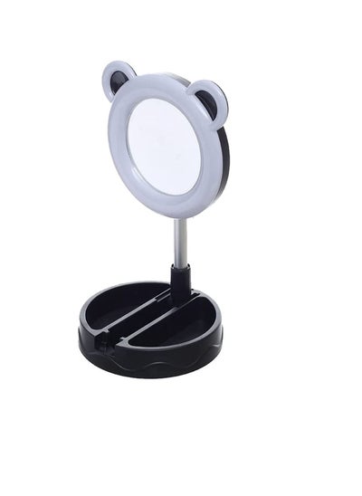 Buy D2 Live Makeup Multipurpose Desk Lamp With Mirror Cat Design And Phone Holder 16.5 CM - Black in Egypt