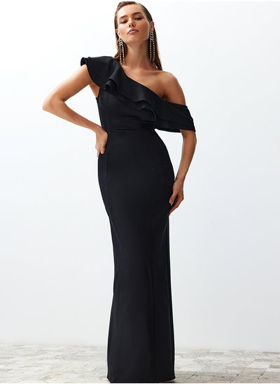 اشتري Black Flounce Woven Elegant Evening Dress TPRSS24AE00066 في مصر