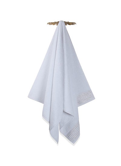 Buy Scala Bath Towel, White & Silver - 500 GSM, 70x140 cm in UAE