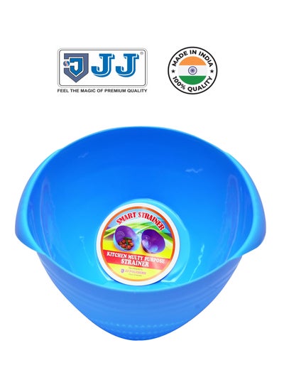 Buy Colander Plastic Rice Washing Smart Strainer Bowl Sieve Kitchen Organizer Blue in UAE