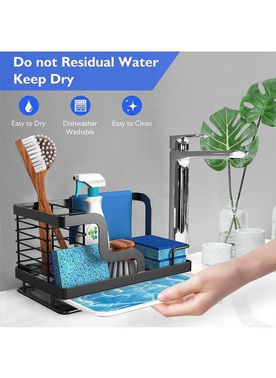 اشتري Sponge Holder for Kitchen Sink, Kitchen Sink Caddy Organizer with Detachable Brush Holder & Pull Out Drain Tray Sink Organizer for Sponge Dishcloth & Brushes في الامارات