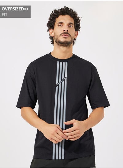 Buy Front Striped Oversized Athleisure T-Shirt in Saudi Arabia